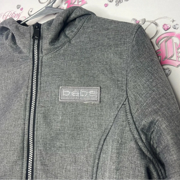 Bebe sport coat jacket windbreaker raincoat fleece interior grey with crystals - Picture 6 of 8